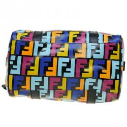 Pre Owned Fendi Multicolor Zucca Coated Canvas Bauletto Boston Bag 