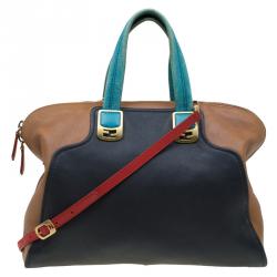 Pre Owned Fendi Multicolor Leather Large Chameleon Satchel