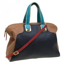 Pre Owned Fendi Multicolor Leather Large Chameleon Satchel