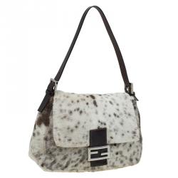 Pre Owned Fendi Beige/Brown Pony Hair Mama Forever Shoulder bag