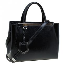 Pre Owned Fendi Black Saffiano Leather Small 2Jours Tote