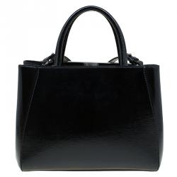 Pre Owned Fendi Black Saffiano Leather Small 2Jours Tote