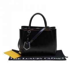 Pre Owned Fendi Black Saffiano Leather Small 2Jours Tote