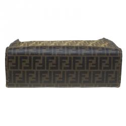 Pre Owned Fendi Tobacco Zucca Mesh and Coated Canvas Tote