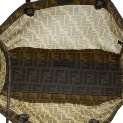 Pre Owned Fendi Tobacco Zucca Mesh and Coated Canvas Tote