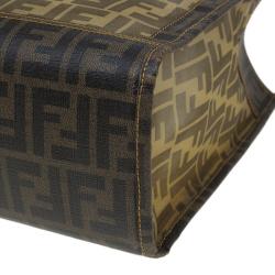 Pre Owned Fendi Tobacco Zucca Mesh and Coated Canvas Tote