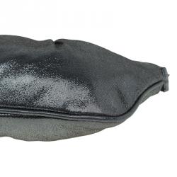 Pre Owned Fendi Metallic Grey Leather Cutout Handle Clutch
