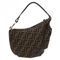 Pre Owned Fendi Tobacco Zucca Canvas Small Oyster Hobo