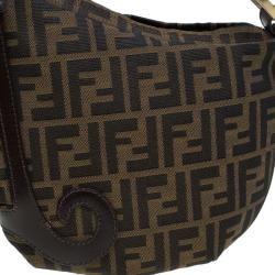 Pre Owned Fendi Tobacco Zucca Canvas Small Oyster Hobo