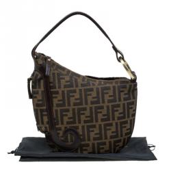 Pre Owned Fendi Tobacco Zucca Canvas Small Oyster Hobo