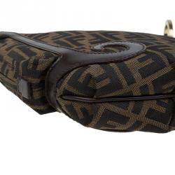 Pre Owned Fendi Tobacco Zucca Canvas Small Oyster Hobo