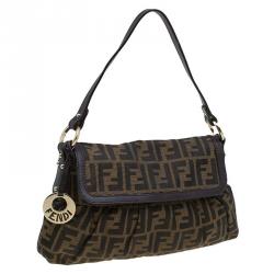 Pre Owned Fendi Tobacco Zucca Canvas Small Chef Shoulder Bag