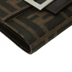 Pre Owned Fendi Tobacco Zucca Canvas Compact Wallet