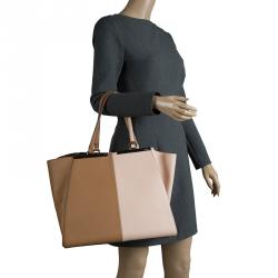 Pre Owned Fendi Bi Color Leather Large 3Jours Tote