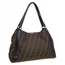 Pre Owned Fendi Tobacco Zucca Canvas Shopping Tote