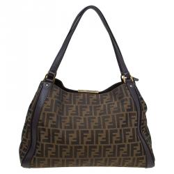 Pre Owned Fendi Tobacco Zucca Canvas Shopping Tote