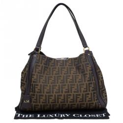 Pre Owned Fendi Tobacco Zucca Canvas Shopping Tote