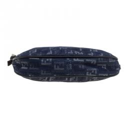 Pre Owned Fendi Blue Zucchino Fabric Hobo