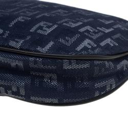 Pre Owned Fendi Blue Zucchino Fabric Hobo
