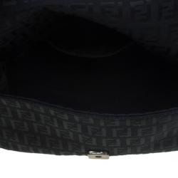 Pre Owned Fendi Black Zucchino Canvas Mini Mama Baguette Bag
