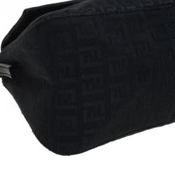 Pre Owned Fendi Black Zucchino Canvas Mini Mama Baguette Bag