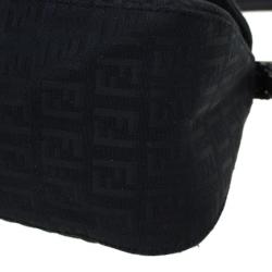 Pre Owned Fendi Black Zucchino Canvas Mini Mama Baguette Bag