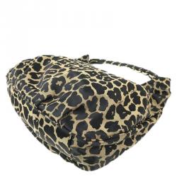Pre Owned Fendi Bi Color Leopard Print Canvas Mia Hobo