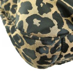 Pre Owned Fendi Bi Color Leopard Print Canvas Mia Hobo
