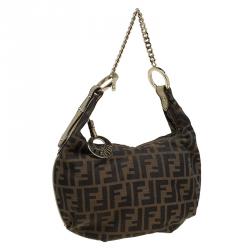 Pre Owned Fendi Tobacco Zucca Canvas Chef Chain Hobo