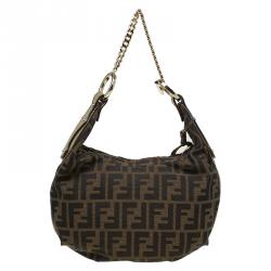 Pre Owned Fendi Tobacco Zucca Canvas Chef Chain Hobo