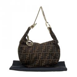 Pre Owned Fendi Tobacco Zucca Canvas Chef Chain Hobo