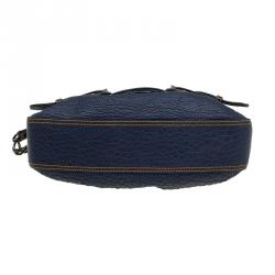 Pre Owned Fendi Navy Blue Pebbled Leather B Shoulder Bag