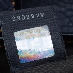 Pre Owned Fendi Navy Blue Pebbled Leather B Shoulder Bag