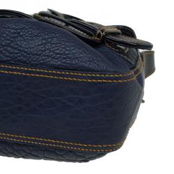 Pre Owned Fendi Navy Blue Pebbled Leather B Shoulder Bag