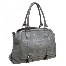 Pre Owned Fendi Grey Selleria Leather Tote