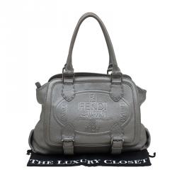 Pre Owned Fendi Grey Selleria Leather Tote