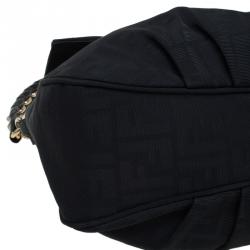 Pre Owned Fendi Black Zucca Fabric Mia Shoulder Bag
