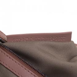 Pre Owned Fendi Beige/Pink Zucchino Canvas Crossbody Bag