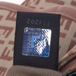 Pre Owned Fendi Beige/Pink Zucchino Canvas Crossbody Bag