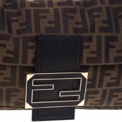 Fendi Tobacco Zucca Canvas Large Convertible Baguette Shoulder Bag