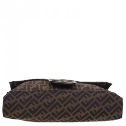 Fendi Tobacco Zucca Canvas Large Convertible Baguette Shoulder Bag