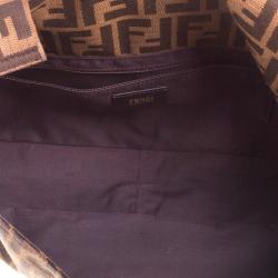 Fendi Tobacco Zucca Canvas Large Convertible Baguette Shoulder Bag