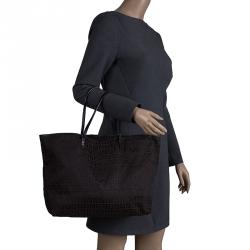 Pre Owned Fendi Choco Brown Zucchino Canvas Small Roll Tote