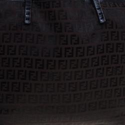 Pre Owned Fendi Choco Brown Zucchino Canvas Small Roll Tote