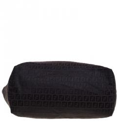 Pre Owned Fendi Choco Brown Zucchino Canvas Small Roll Tote
