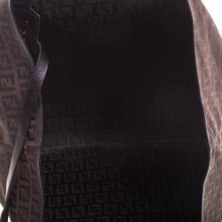 Pre Owned Fendi Choco Brown Zucchino Canvas Small Roll Tote