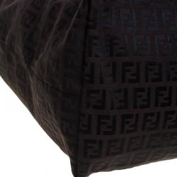 Pre Owned Fendi Choco Brown Zucchino Canvas Small Roll Tote