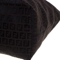 Pre Owned Fendi Choco Brown Zucchino Canvas Small Roll Tote
