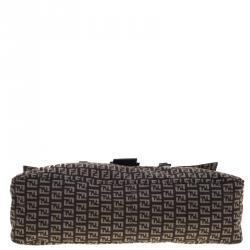 Pre Owned Fendi Brown Zucchino Canvas Large Mama Satchel