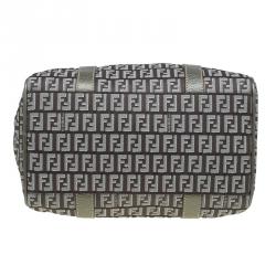Fendi Grey Zucchino Canvas Small Forever Bauletto Boston Bag